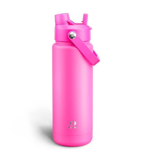 Image of ENCOOL Insulated Water Bottle with Straw Stainless Steel Water Bottle, Leak-Proof, BPA-Free, Double Wall Vacuum Keeps Cold for 24 Hours for Sports, Travel, School (32 oz, Persian Rose)