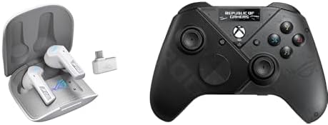 ASUS ROG Bundle Cetra True Wireless Gaming Headphones 2.4 GHz & Bluetooth 5.3, ROG SpeedNova Bone-Conduction & Raikiri Pro OLED Display Gaming Controller for PC and Xbox