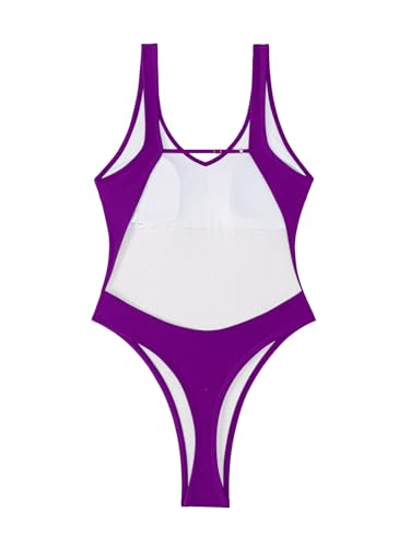 Image of Foxiny Sexy Backless Cheeky High Cut Leg Thong V Neck One Piece Swimsuit