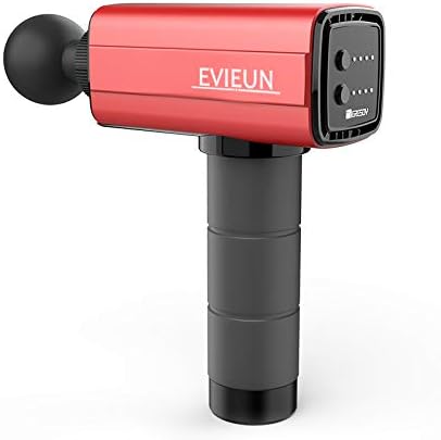 Massage Gun-Professional Portable Handheld Cordless Tissue Muscle Massage Device for Muscle Tension Relief-5 Heads Adjustable 4 Speed Variation (Red)
