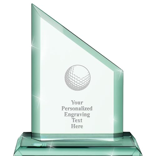 Crown Awards 6.5" Custom Engraved Golf Trophy - Ivy Jade Crystal Golf Ball Award with Personalized Engraving
