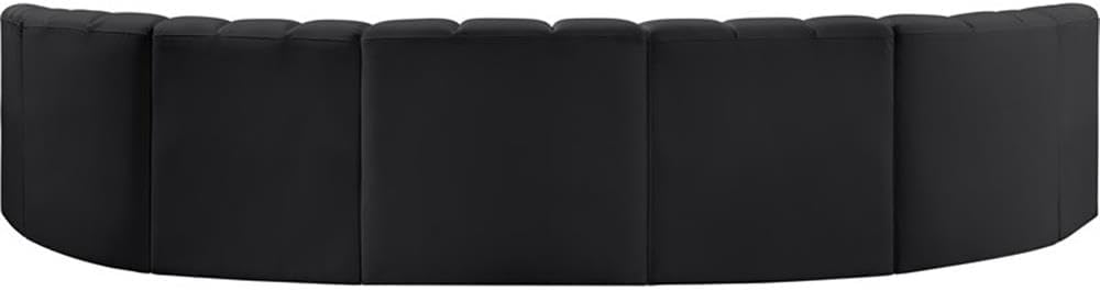 BOWERY HILL Contemporary Modular Sectional Sofa, 7pc Set, Black Vegan Leather Upholstery, Deep Channel Tufting, 162" W x 74" D x 30" H, Modern Living Room Seating for Versatile Configurations