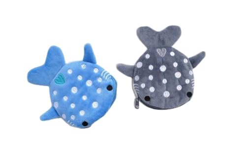 2Pcs Cute Whale Shark Coin Purse, Shark Wallet Novelty Purse Aesthetic Kawaii Accessories With Zipper Funny Small Plush Girls Wallet Women's Coin Purses and Pouches, Men's Fashion (blue and grey)