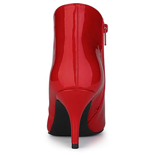 Allegra K Women's V Shape Pointed Toe Red Stiletto Heel Ankle Boots - 9 M US