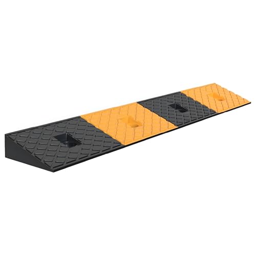 Rampa de bordillo de caucho para vehículos, carga máxima 1 tonelada (2204 lb), para bicicletas, sillas de ruedas y carritos, altura 4 cm / 1,5 pulgadas, color negro y amarillo miniatura 1