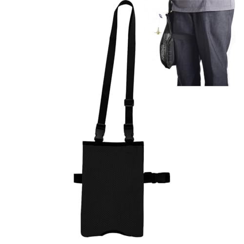 DOERDO Catheter Bag Cover, Nylon Urine Storage Container Bags Portable Bile Drainage Bag for Standard 2000ml Urine Bags, Black