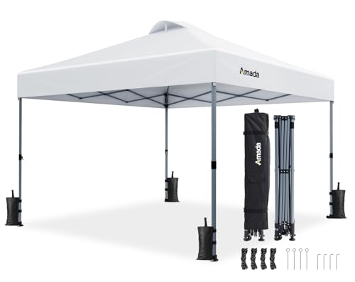 - Center Lock One Push Instant Setup Gazebo Outdoor Canopy Beach Tent With Sto-n-go Bag 8 Stakes & 4 Sand Bags, 3-height Adjustable Shade Shelter (12x12ft, White)