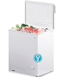 Muhub 7.0 Cubic Feet Chest Freezer, White Deep Freezer with Removable Baskets, Free Standing Top Open Door Compact Freezer with Adjustable Temperature (7.0 Cu.Ft)