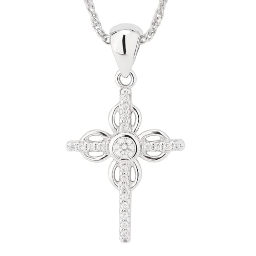 Collier croix argent sterling 925 et zircones cubiques, éclat haute joaillerie