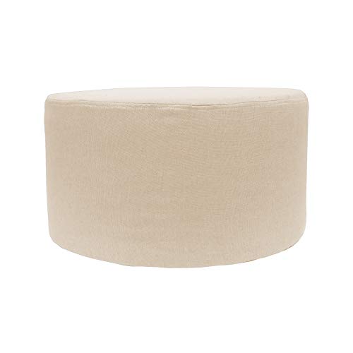 Rebecca Mobili Puff Beige, poggiapiedi Rotondo Imbottito, complementi d'arredo, Living - Misure 25 x 45 x 45 cm (HxLxP) - Art. RE4545