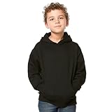 CRFANSHIRT Youth Hoodie Sweatshirt for Boys Girls Kids Fleece Pullover Hooded Classic Casual Soft Black M