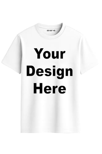 Image of Amazon Brand - Anarva Customized Tshirt for Men & Women Cotton T-Shirt - Personalised with Your Own Design, Logo, or Text