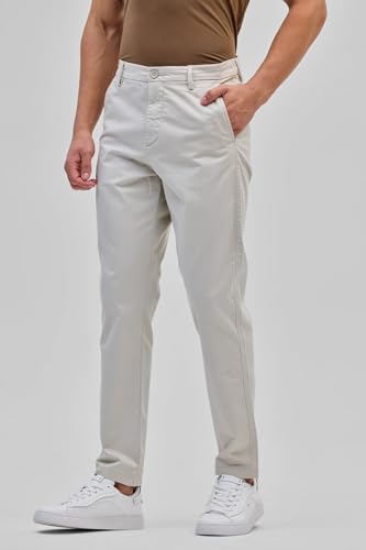 Image of SNITCH Slim Fit Light Grey Trousers