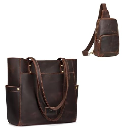 S-ZONE Leather Tote and Sling Bag Bundle