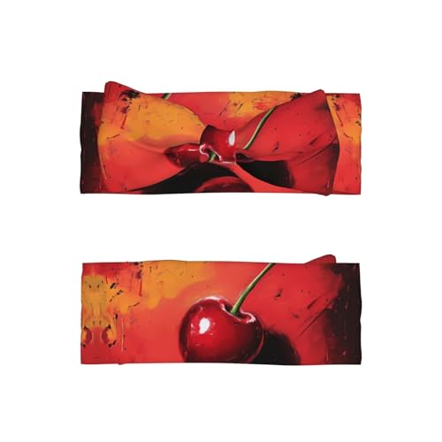 Oil painting cherry Bow headband, children's elastic bow hair accessories, 0-6 months, hair bows for newborns, infants, toddlers2