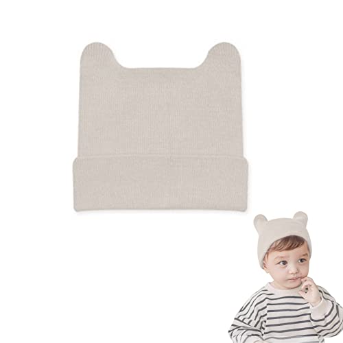 OTKARXUS Baby-Beanie-Mütze, 1 Stück, für Mädchen und Jungen, aus Acryl, für Kinder, Babys, Strickmützen mit Ohrenschutz, für Unisex, Frühling und Herbst, beige, Einheitsgröße Cover