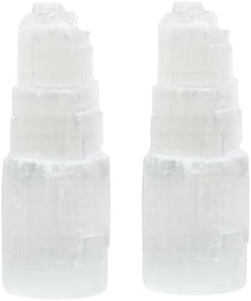 The Chrysalis StoneSelenite Tower | Height 4" | 2 pcs | Stone Skyscraper, Perfect for Crystal Healing, Reiki, Chakra, Yoga and Meditation