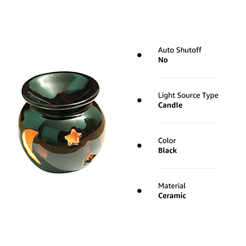 Gifts For Mom - Abhandicrafts - Ceramic - Essential Oil Burner, Perfect Handmade Fragrance Wax For Fragrance & Aromatherapy - Great Decoration For Living Room, Balcony, Porch & Garden (Black) #TOP4
