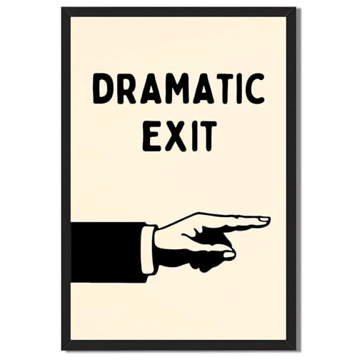 Framed Dramatic Exit Hand Canvas Print Art, Modern Quirky Wall
