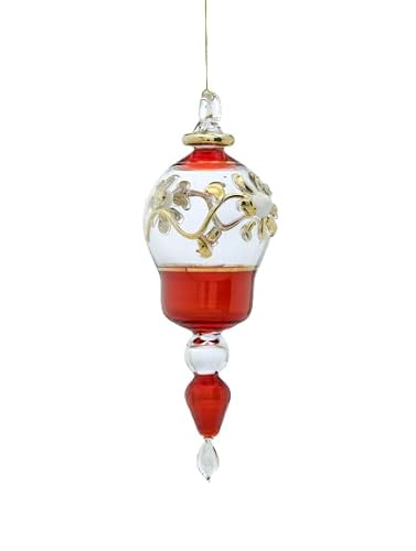 Pharaonic Vintage Style Set Of Three Glass Ornaments For Tree Decorations Emboss With 14K Gold | Summer Decorations For Home | Xmas Tree Decorative Ornaments | Decorating Gifts | Hanging Ornaments #TOP2