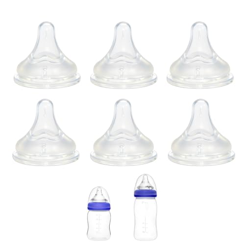 Replacement Nipples for Lansinoh Baby Bottles, Soft Silicone Nipples for Bottle Feeding and Breastfeeding Support, Slow Flow, 1M+, BPA Free, 6 Count