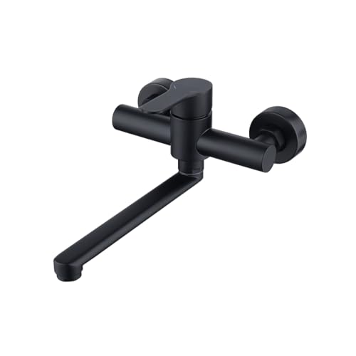 Decaura robinet cuisine mural, mitigeur mural cuisine en acier inoxydable, robinet de cuisine rotatif à 360°pour evier cuisine Noir Matte