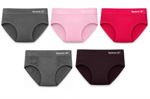 Image of Reebok Womens Hipster Panties 5 Pack Soft Stretch Underwear for Women | Moisture wicking hipster briefs with a tagless relaxed waistband Soft stretch fabric with a smooth, barely-there fit all day.