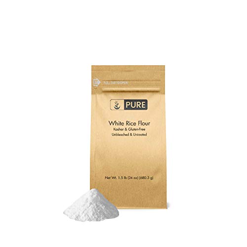 White Rice Flour (1.5 lb.) by Pure Organic Ingredients, Kosher, Gluten-Free, Fat-Free, Sodium-Free