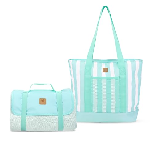 Whitesands Premium Insultated Tote Cool Bag Including Picnic Blanket, Portable Foldable