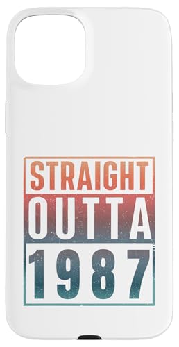 Straight Outta 1987 Birth Of Birthday Classic 1987 Vintage �X�}�z�P�[�X iPhone 15 Plus �p