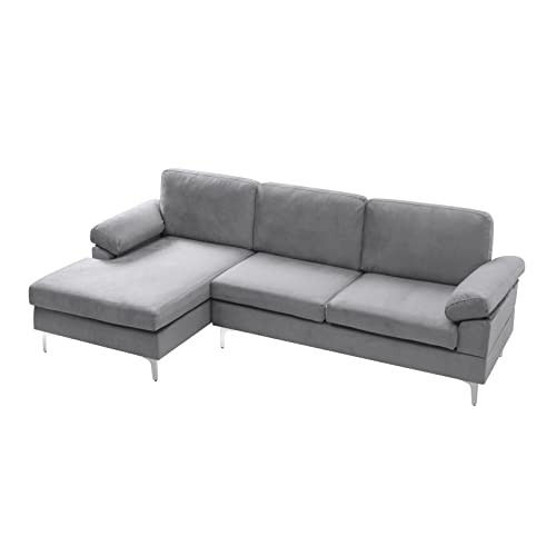 103.5" Sectional Sofa Extra Wide Chaise Lounge,L-Shape 3-Seater Couch With Pillow Top Armrest & Removable Covers,Soft Velvet Comfy Corner Sofa & Couch For Living Room, Apartment(Left Hand Facing) #TOP3