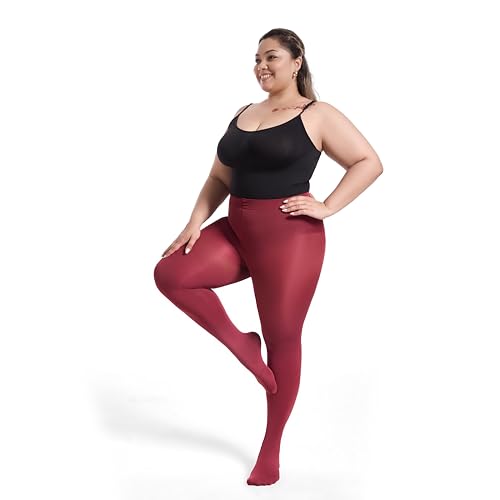 Image of Frola Plus Size Fleece Lined Tights Women Winter Warm Thermal Tights, 11+ Colors High Waisted Opaque Pantyhose