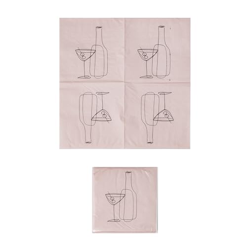 Creative Co-Op Paper Napkins with Palm Trees Design, Whit and Black, Set of 50