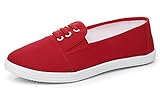 Cull4U Women's Chop-Chop Canvas Slip-On Sneaker (7 M US,Red)