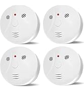 Lecoolife 4 Pack Smoke Detector Battery Operated with Photoelectric Sensor and Silence Button, Tr...