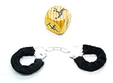 esposas moradas negro BETTER WITH FRIENDS BLACK esposas negro y dado xxl 6cm, policía mujer,policía,enfermero,médico, oficial de seguridad, accesorio de disfraces. de metal con la felpa.