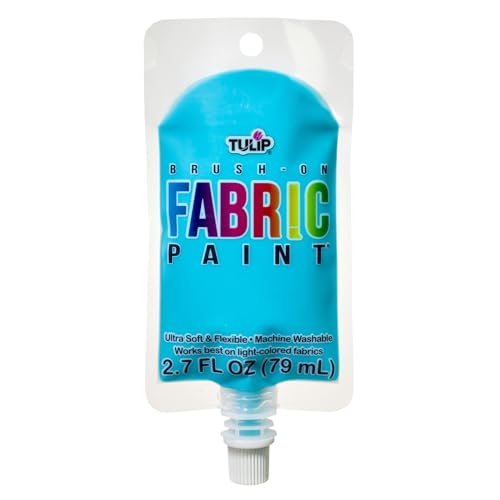 Tulip Brush-On Fabric Paint, Light Blue, Permanent Soft Fabric Paint for Clothing & Crafts, Easy-Squeeze Pouch, 2.7 fl. oz.