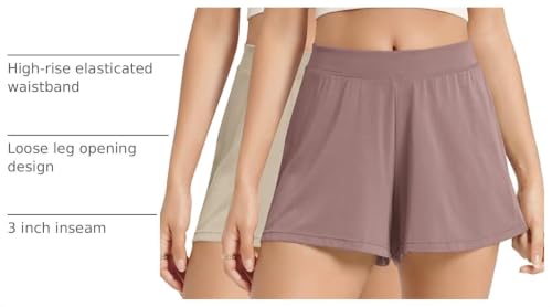 Image of ODODOS 2-Pack Ultra-Soft Modal Lounge Shorts for Women - Lightweight & Breathable Sleepwear, 3 inch Inseam