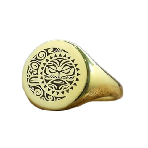 Bague samoane ronde en argent 925 doré avec finition vintage faite main