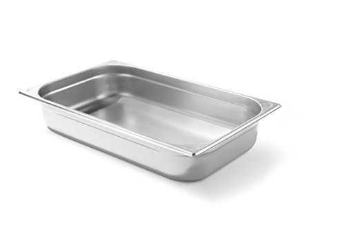 HENDI Bac Gastronorme, GN 1/1, résistance thermique -40 °C à 300 °C, utilisable dans des fours à convection, des réfrigérateurs, des bain-maries, des chafing dishes, 14L, 530x325x(H)100mm, inox
