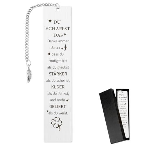 GuardiaTech Metall-Lesezeichen 'Du Schaffst Das' - Mutmacher Geschenk für Männer, Frauen, Kinder & Studenten - Glücksbringer für Schulanfang, Valentinstag, Muttertag & mehr