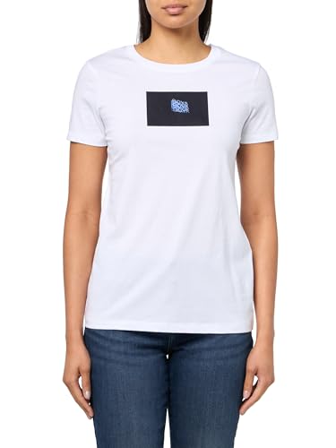 Armani Exchange Women's Regular Fit Tee with Boys Graphic, Optic White, Large