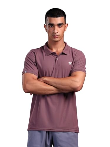 Image of TECHNOSPORT Men's Solid Slim Fit Polo Collar T-Shirt MATPIQ Half Sleeve Button Polyester for Gym Running Workout UPF50+ Anti Odour
