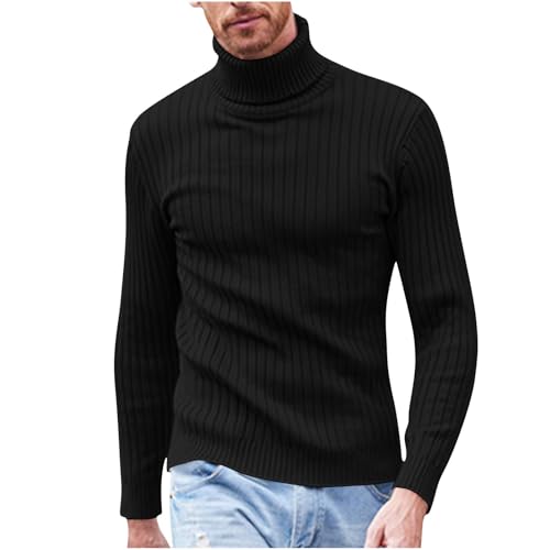 Mens Slim Fit Turtleneck Sweater Casual Soild Knitted Warm Pullover Tops Fashion Twist Winter Base Layer Knitwear