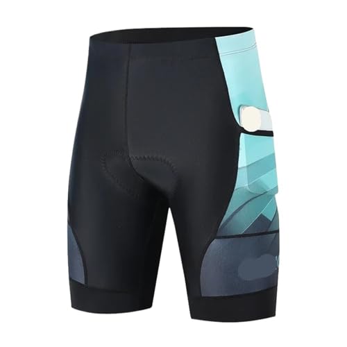 ZIHDKE Pantalones Cortos De Ciclismo Cycling Shorts Lake Green Bike Tights 5D Gel Padded Bicycle Shorts Breathable Man Shorts with Pocket(L)