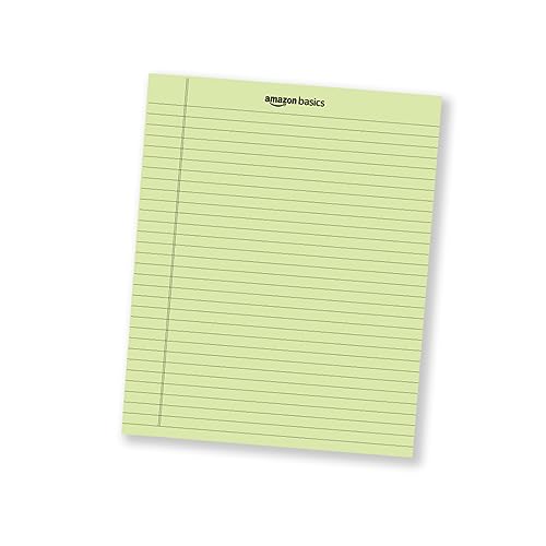 Image of AmazonBasics Wide Ruled 10.5x8.5 - Inch 50-Sheet Lined Writing Note Pad, Green - Pack of 12