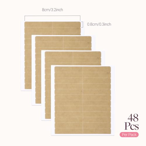 Image of GOO GOO Double Sided Wide Hair Extension Tape, 48 Pieces, 3.2 * 0.3inch, No Residue Invisible Hold, Adhesive Replacement Tabs