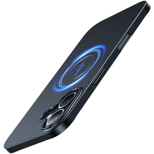 TORRAS Ultra Dünn für iPhone 16 Hülle für MagSafe [Nr. 1 Magnetkraft] Handyhülle iPhone 16 Stoßfest Kratzfest & Samtiger Griff Slim Hülle iPhone 16 Case Schwarz