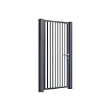 TODOME Kleines Metalltor, Modell 47, schwarz, 91 x 180 cm (B x H), Tor mit Zubehörset für Fußgänger, links geöffnet