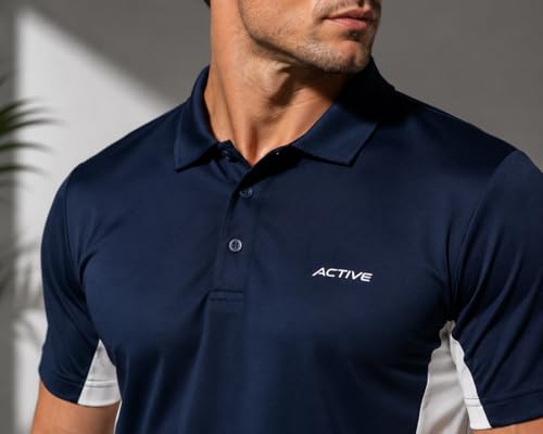 Image of Raves Mens Performance Collared Polo Shirt | Quick Dry, Lightweight, Breathable Sports & Everyday Wear Polo | Athletic Fit